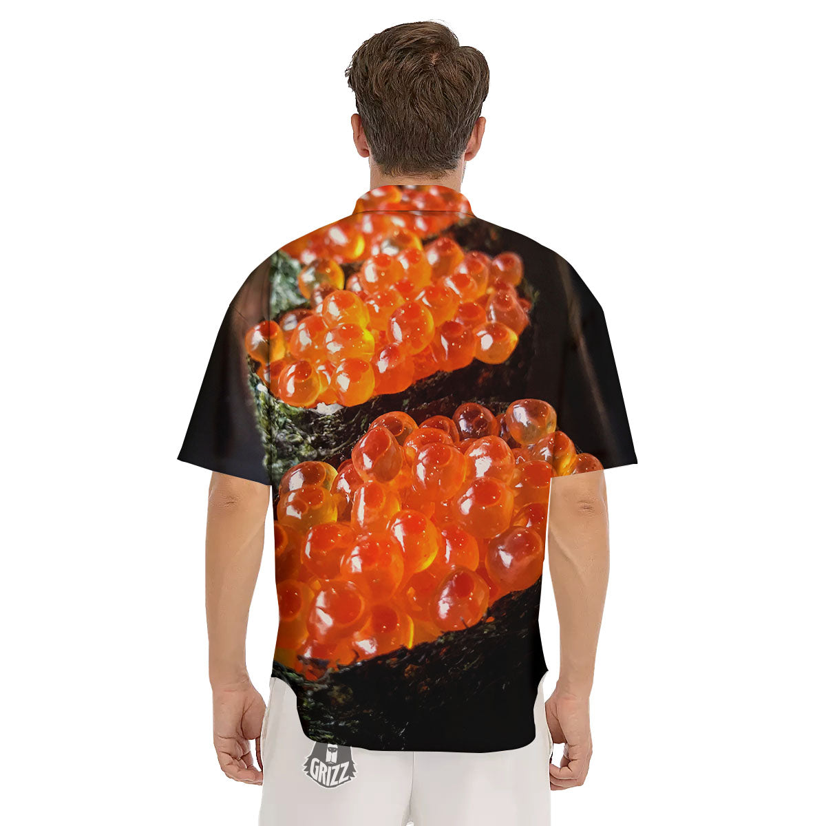 Salmon Roe Sushi Print Men's Short Sleeve Shirts-grizzshop