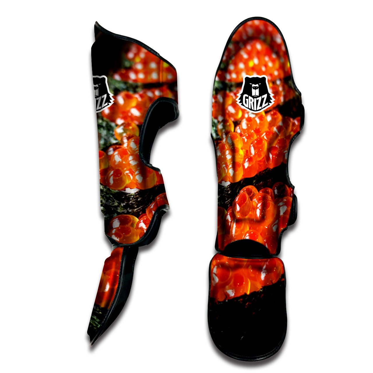 Salmon Roe Sushi Print Muay Thai Shin Guards-grizzshop