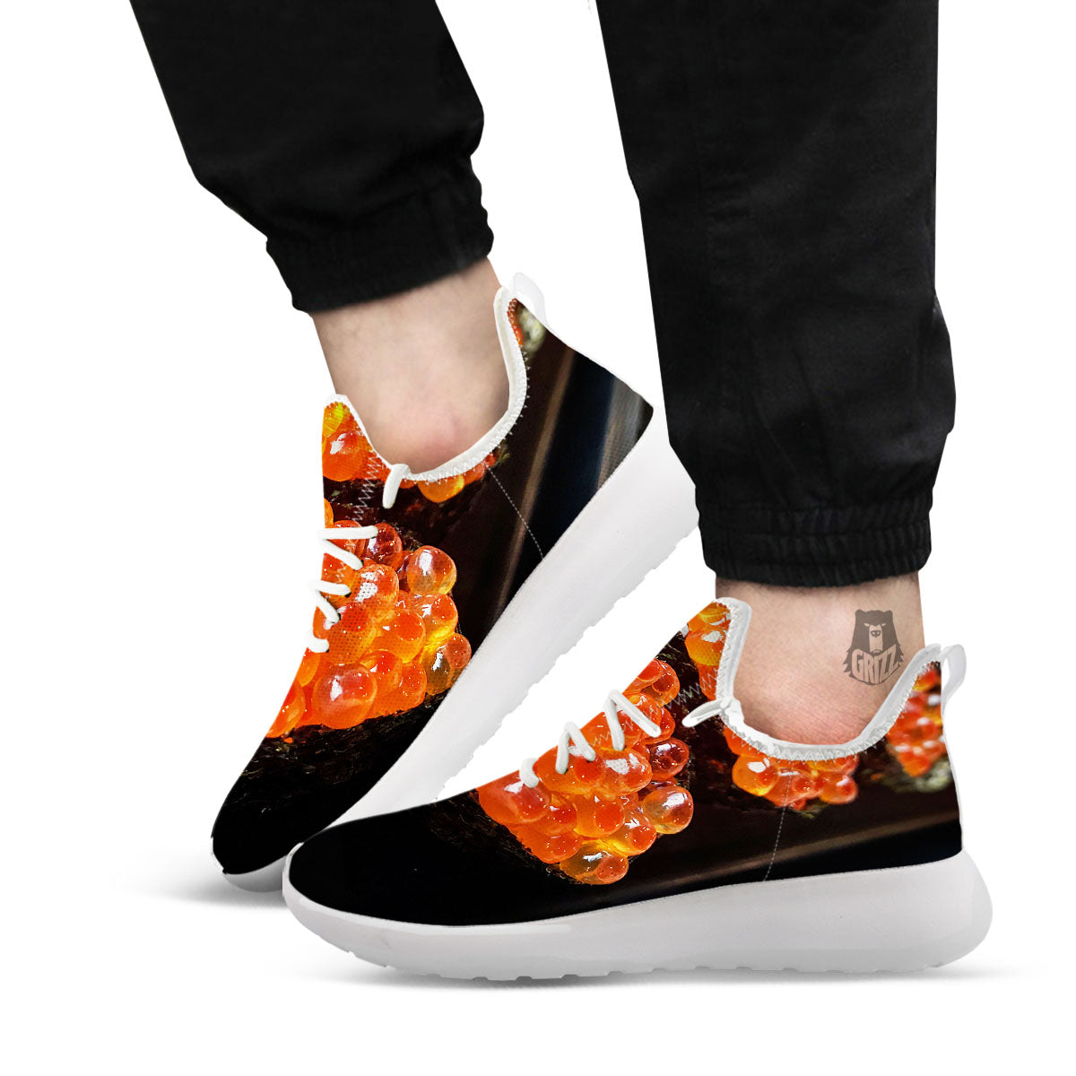 Salmon Roe Sushi Print White Athletic Shoes-grizzshop