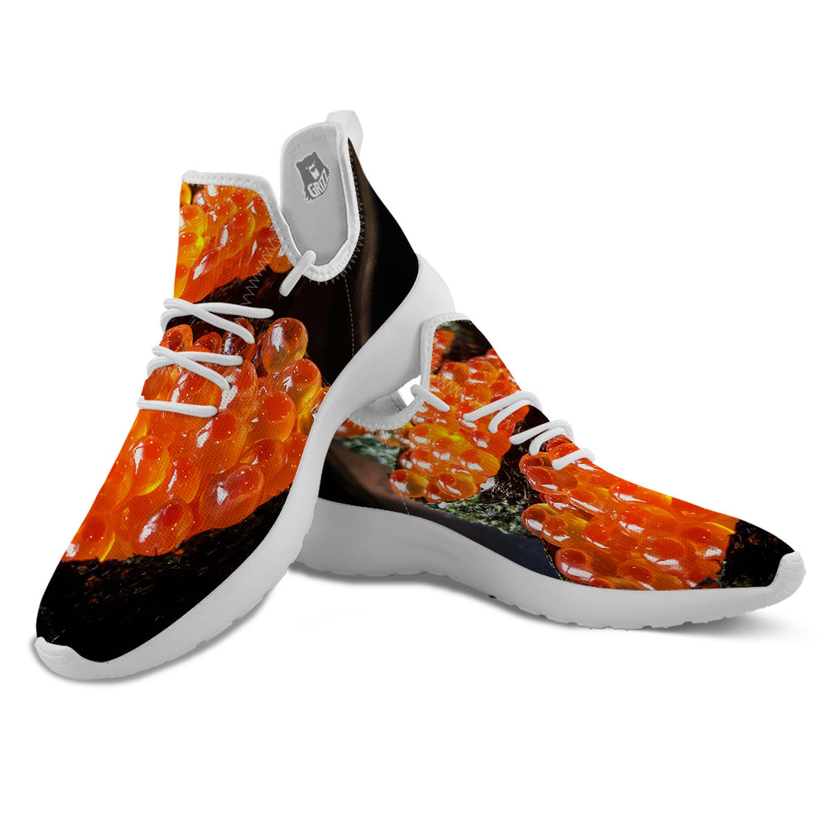 Salmon Roe Sushi Print White Athletic Shoes-grizzshop