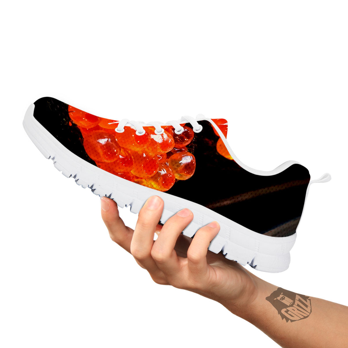 Salmon Roe Sushi Print White Sneaker-grizzshop