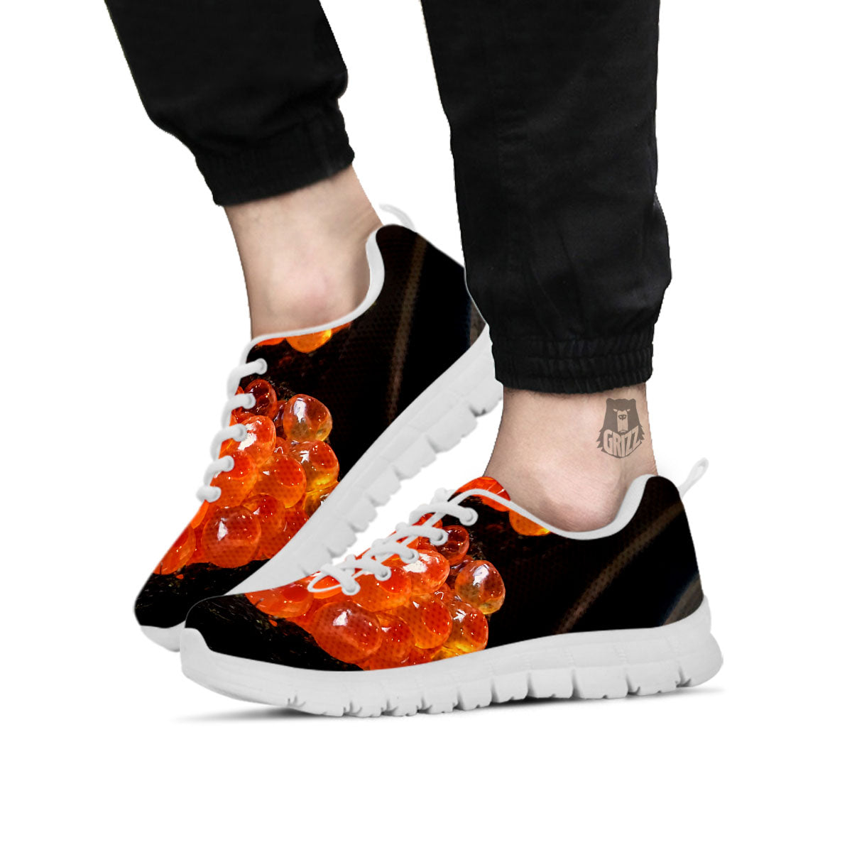 Salmon Roe Sushi Print White Sneaker-grizzshop