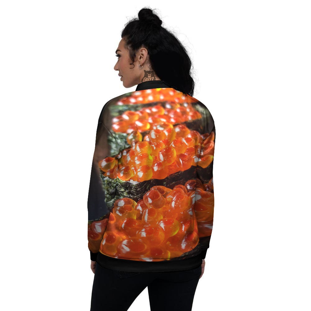 Salmon Roe Sushi Print Women's Bomber Jacket-grizzshop