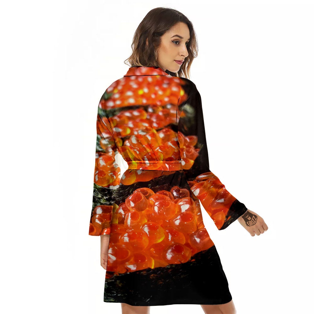 Salmon Roe Sushi Print Women's Robe-grizzshop
