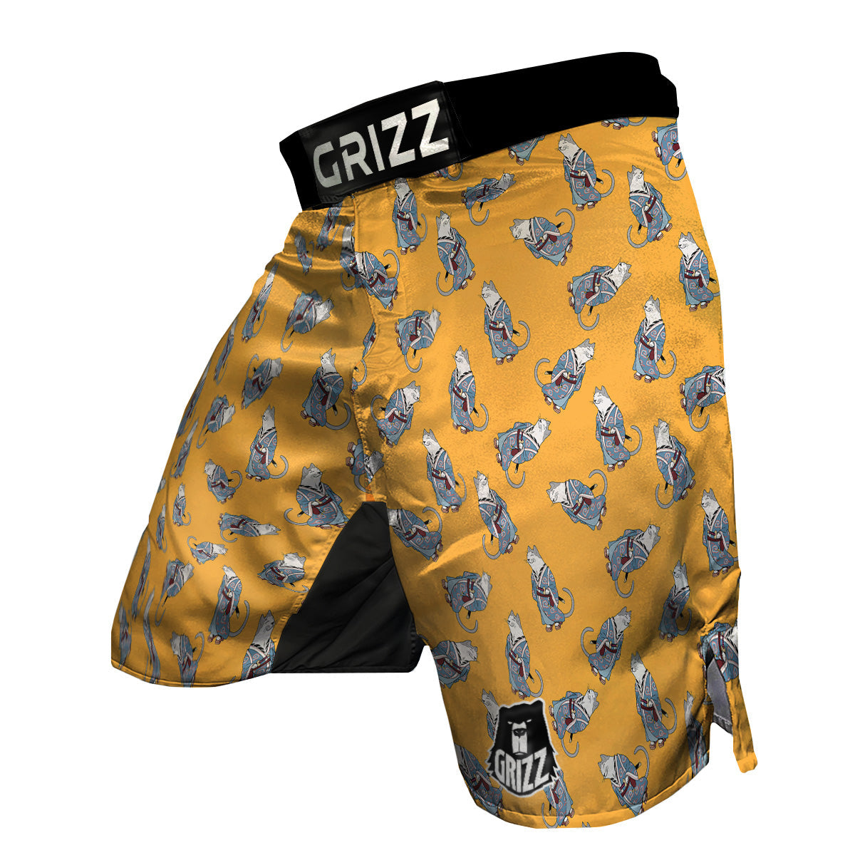 Samurai Cat Print Pattern MMA Shorts-grizzshop