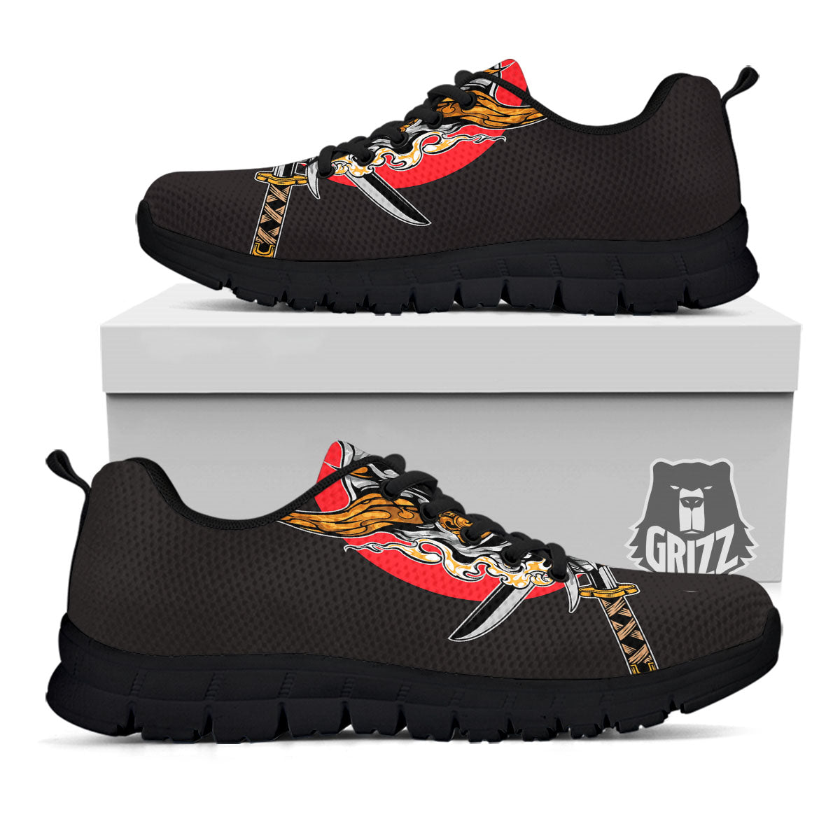 Samurai Demon Print Black Sneaker-grizzshop