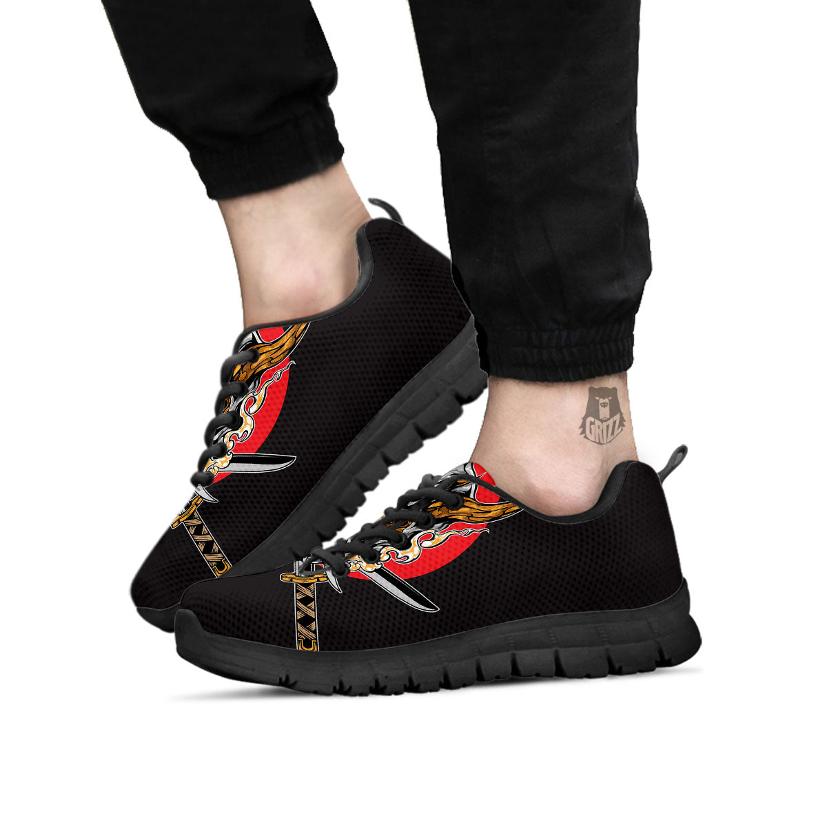 Samurai Demon Print Black Sneaker-grizzshop