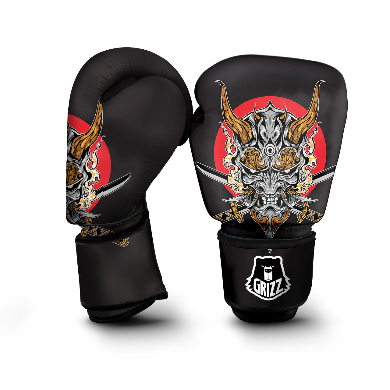 Samurai Demon Print Boxing Gloves-grizzshop