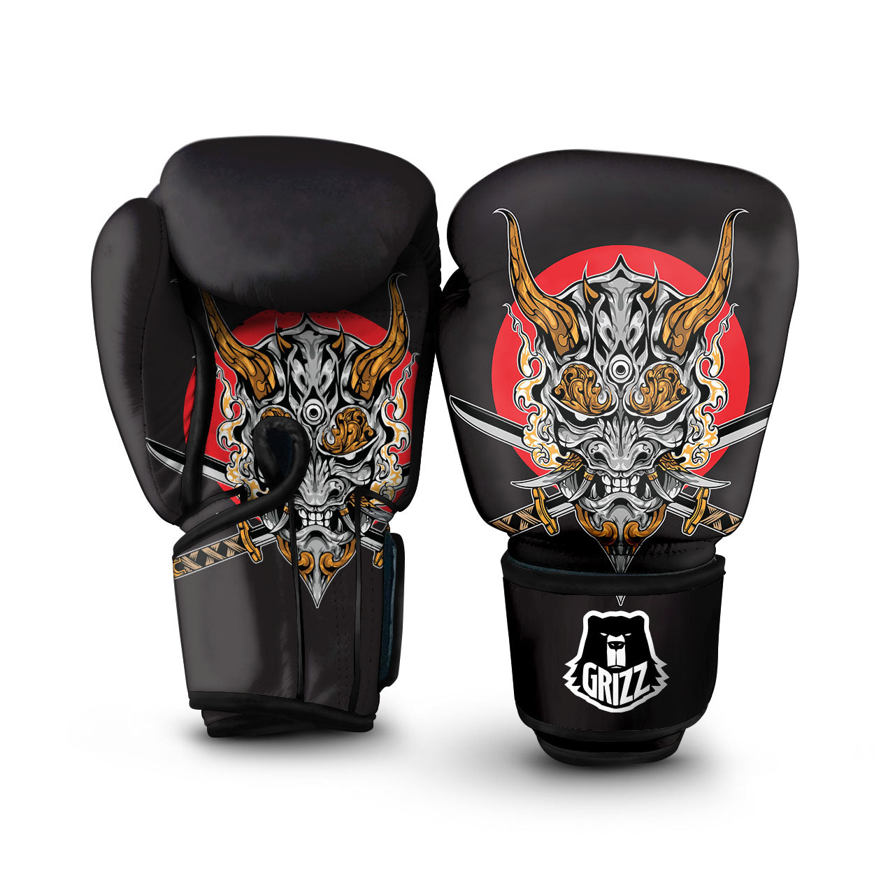 Samurai Demon Print Boxing Gloves-grizzshop