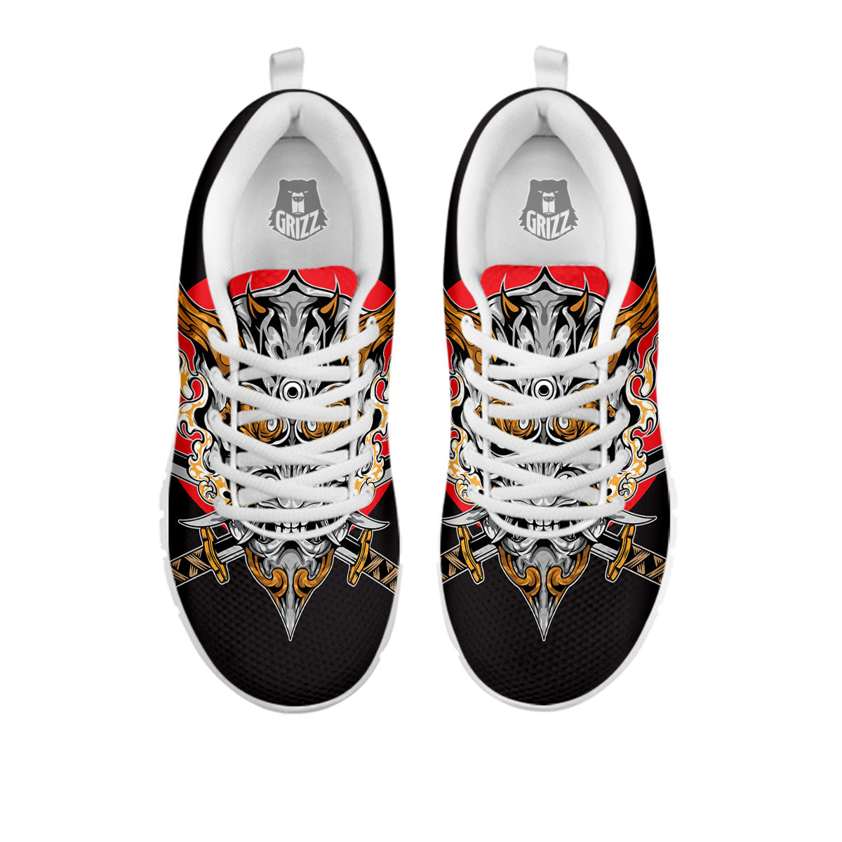 Samurai Demon Print White Sneaker-grizzshop