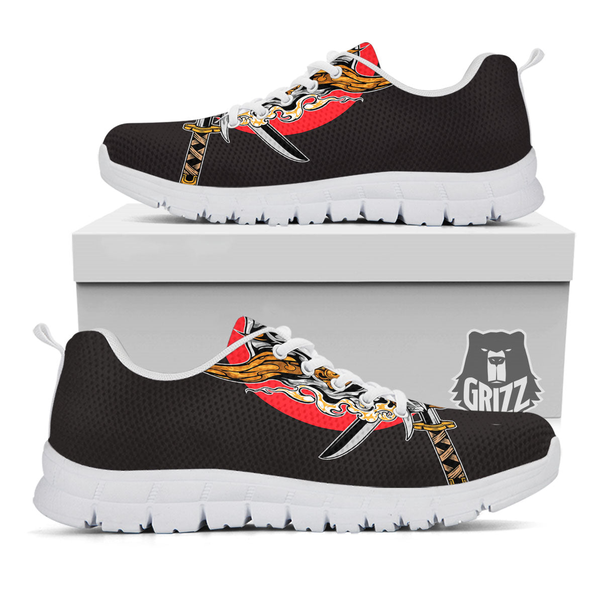 Samurai Demon Print White Sneaker-grizzshop