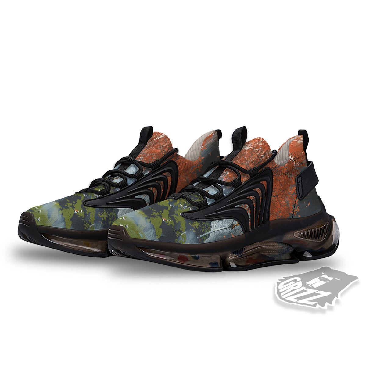 Samurai Fantasy Print Black Gym Shoes-grizzshop