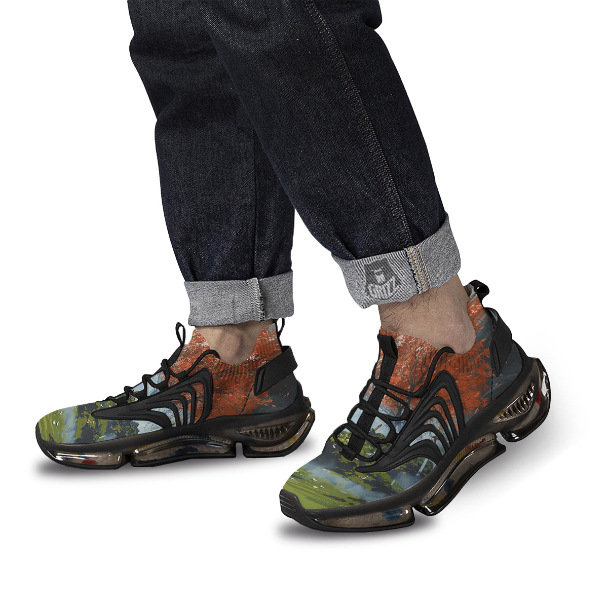 Samurai Fantasy Print Black Gym Shoes-grizzshop