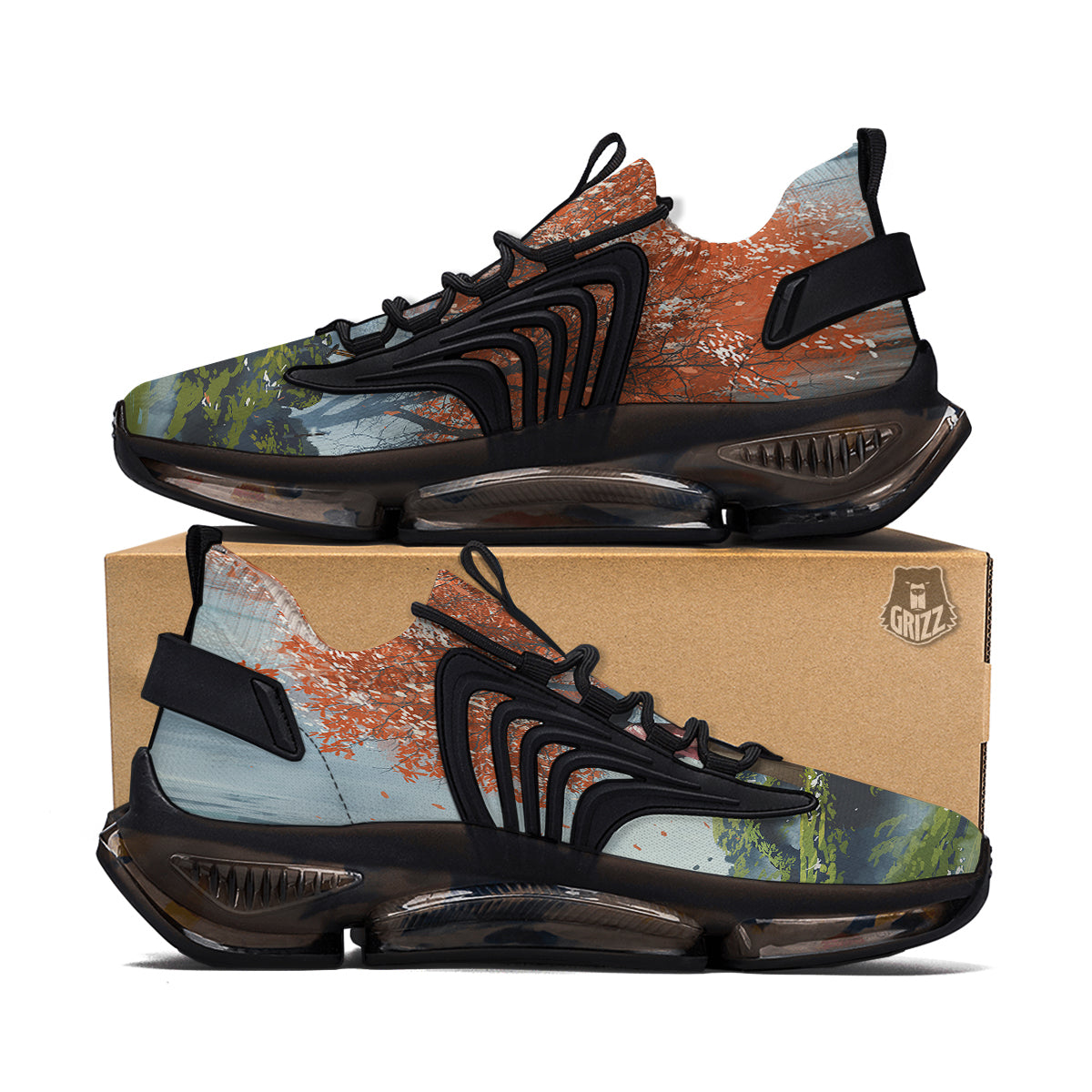 Samurai Fantasy Print Black Gym Shoes-grizzshop