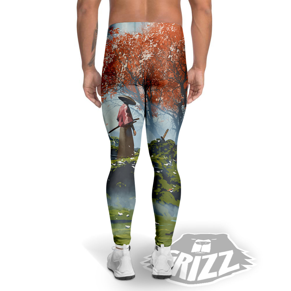 Samurai Fantasy Print Men's Leggings-grizzshop