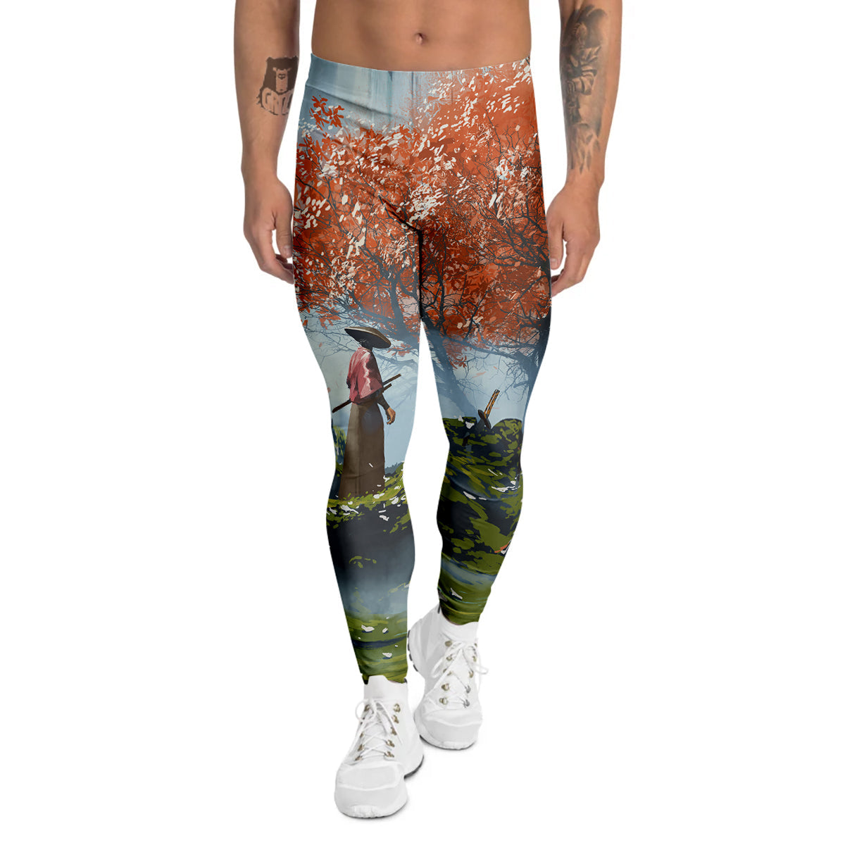 Samurai Fantasy Print Men's Leggings-grizzshop