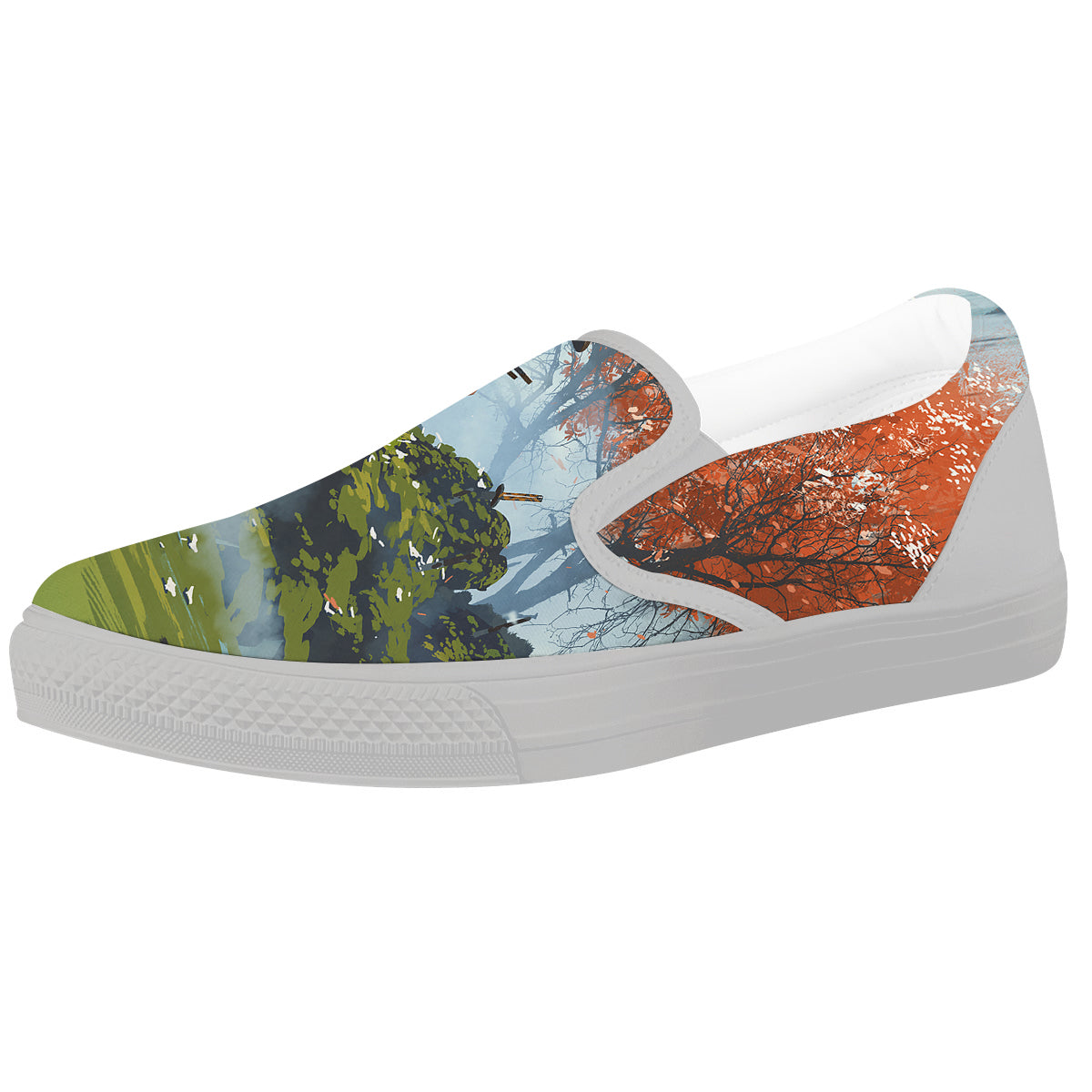 Samurai Fantasy Print White Slip On Shoes-grizzshop