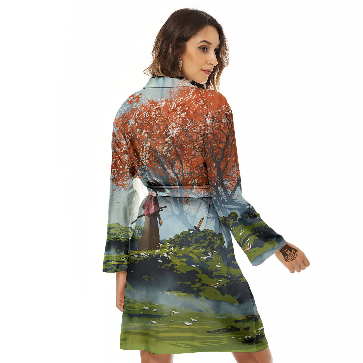 Samurai Fantasy Print Women's Robe-grizzshop