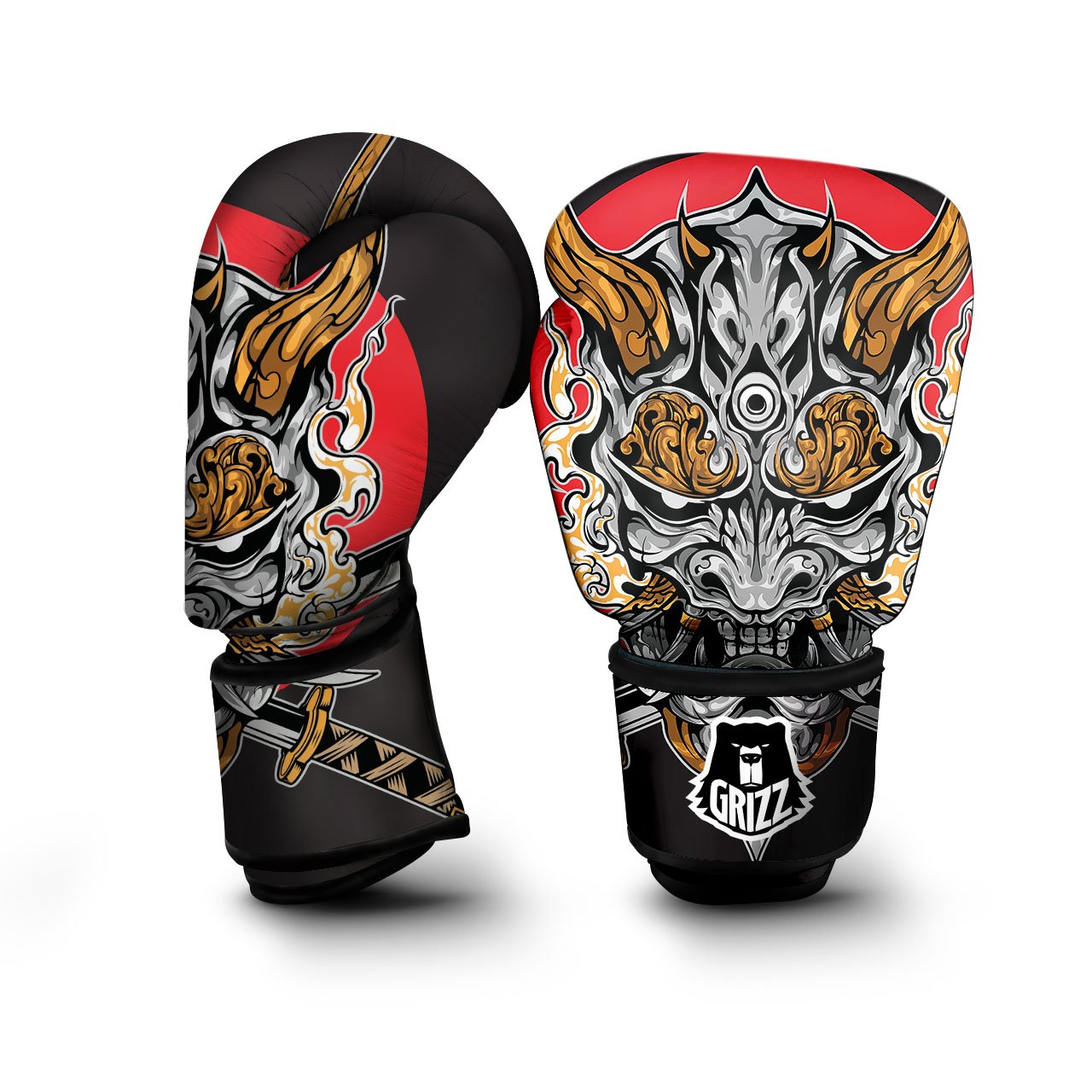 Samurai Ghost Japanese Print Boxing Gloves-grizzshop