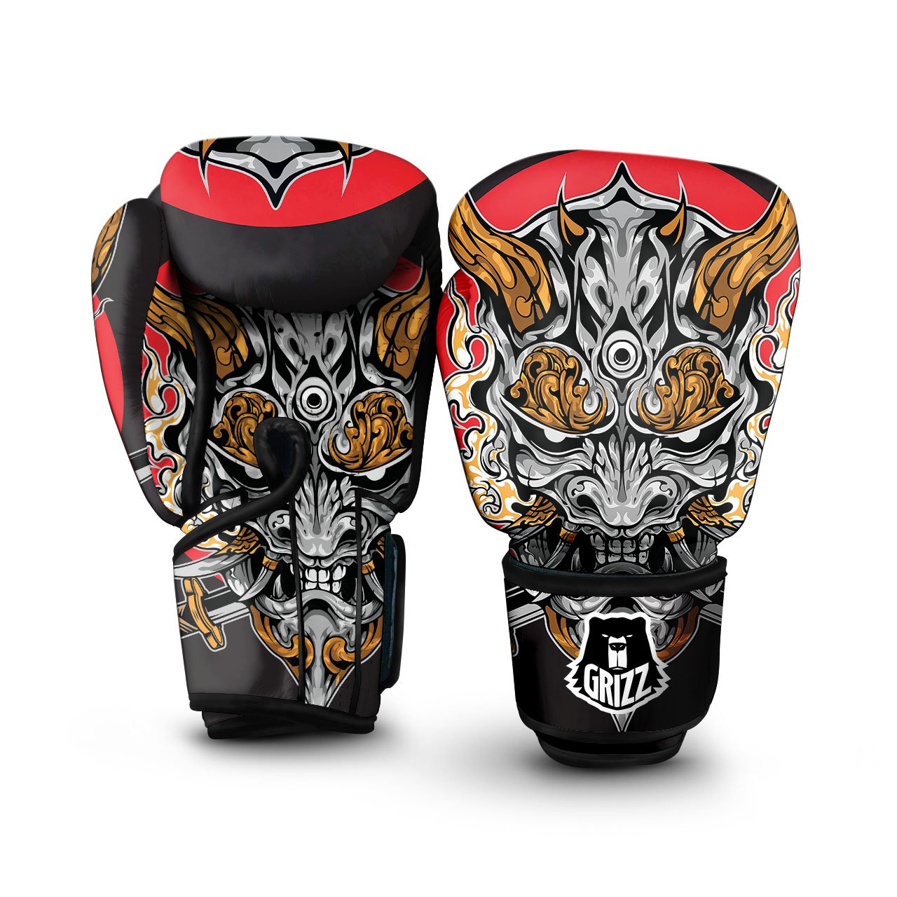 Samurai Ghost Japanese Print Boxing Gloves-grizzshop