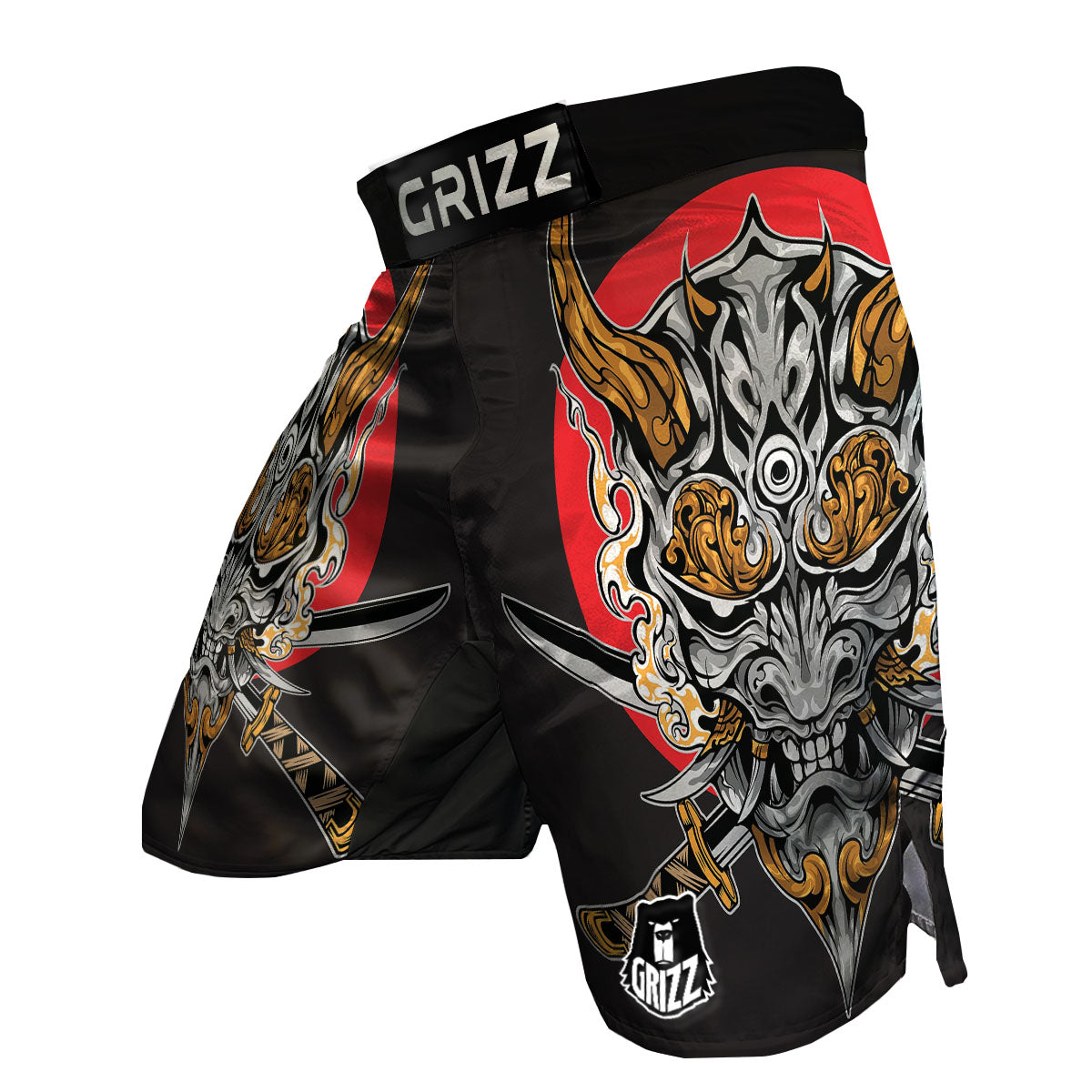 Samurai Ghost Japanese Print MMA Shorts-grizzshop