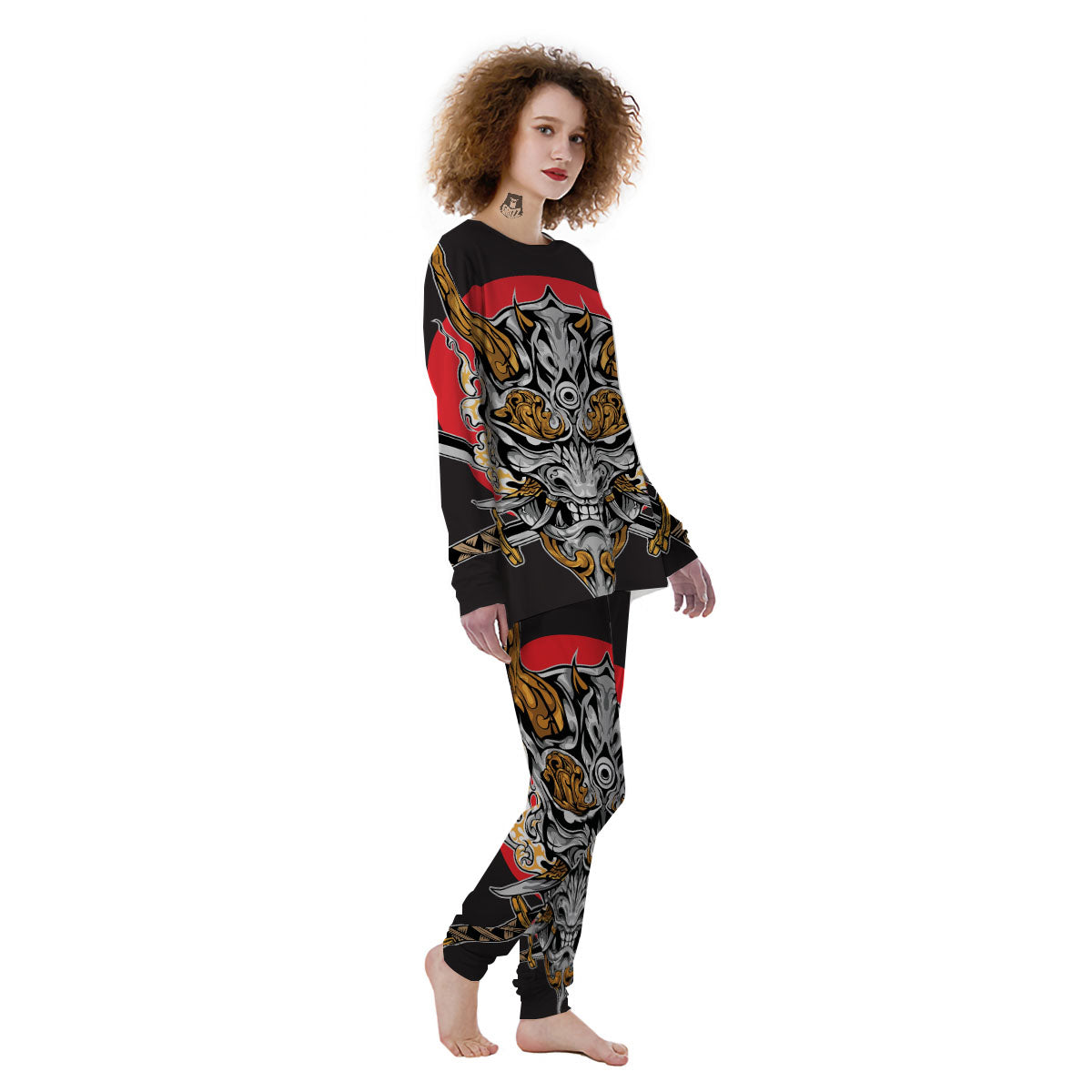 Samurai Ghost Japanese Print Women's Pajamas-grizzshop