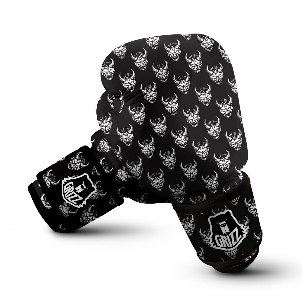 Samurai Ghost Mask Print Pattern Boxing Gloves-grizzshop