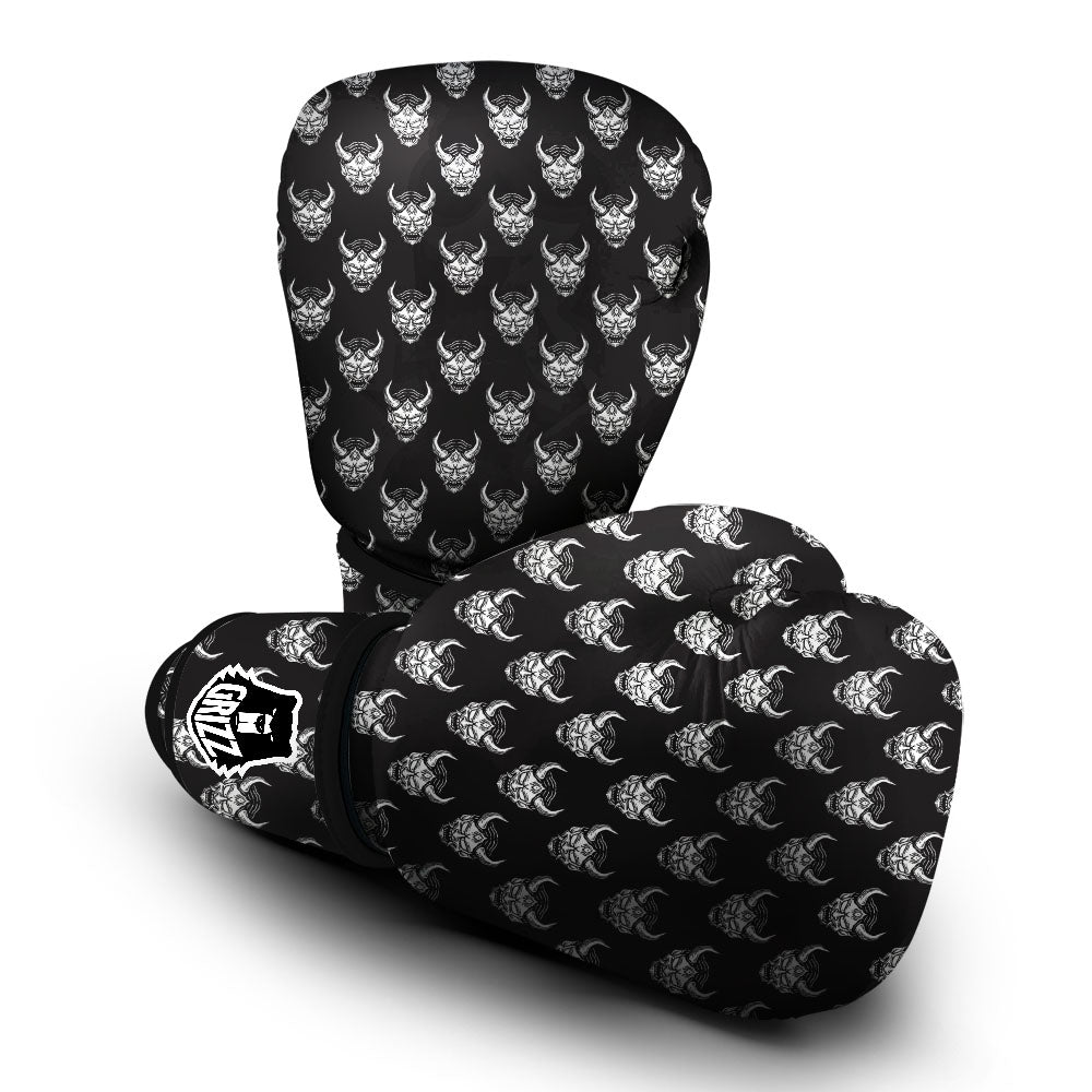 Samurai Ghost Mask Print Pattern Boxing Gloves-grizzshop
