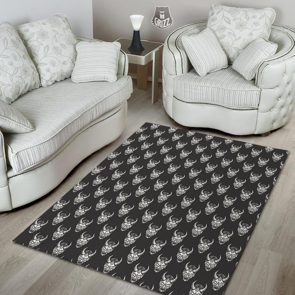 Samurai Ghost Mask Print Pattern Floor Mat-grizzshop
