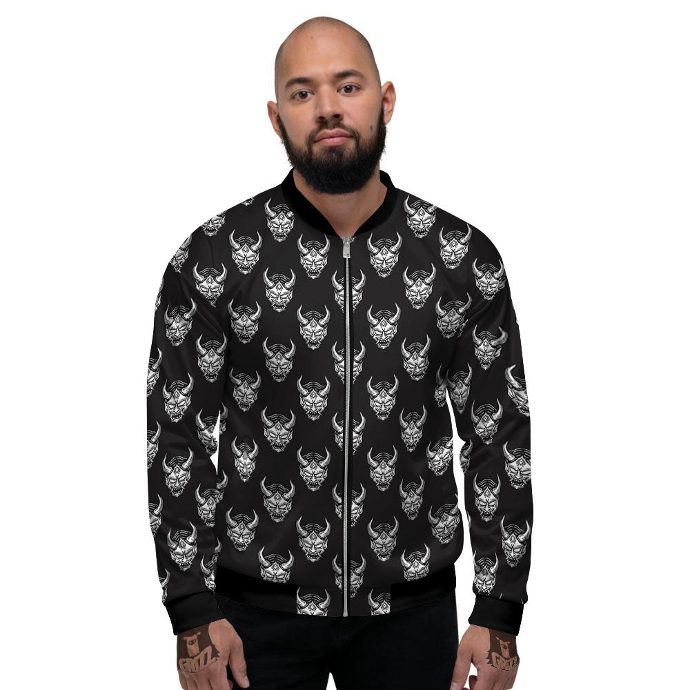 Samurai Ghost Mask Print Pattern Men's Bomber Jacket-grizzshop