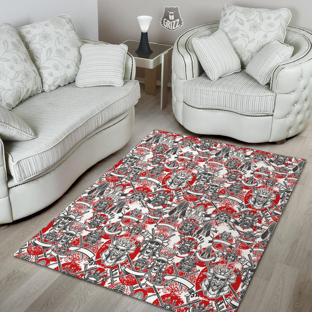 Samurai Japanese Print Pattern Floor Mat-grizzshop