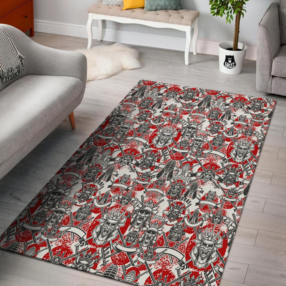 Samurai Japanese Print Pattern Floor Mat-grizzshop