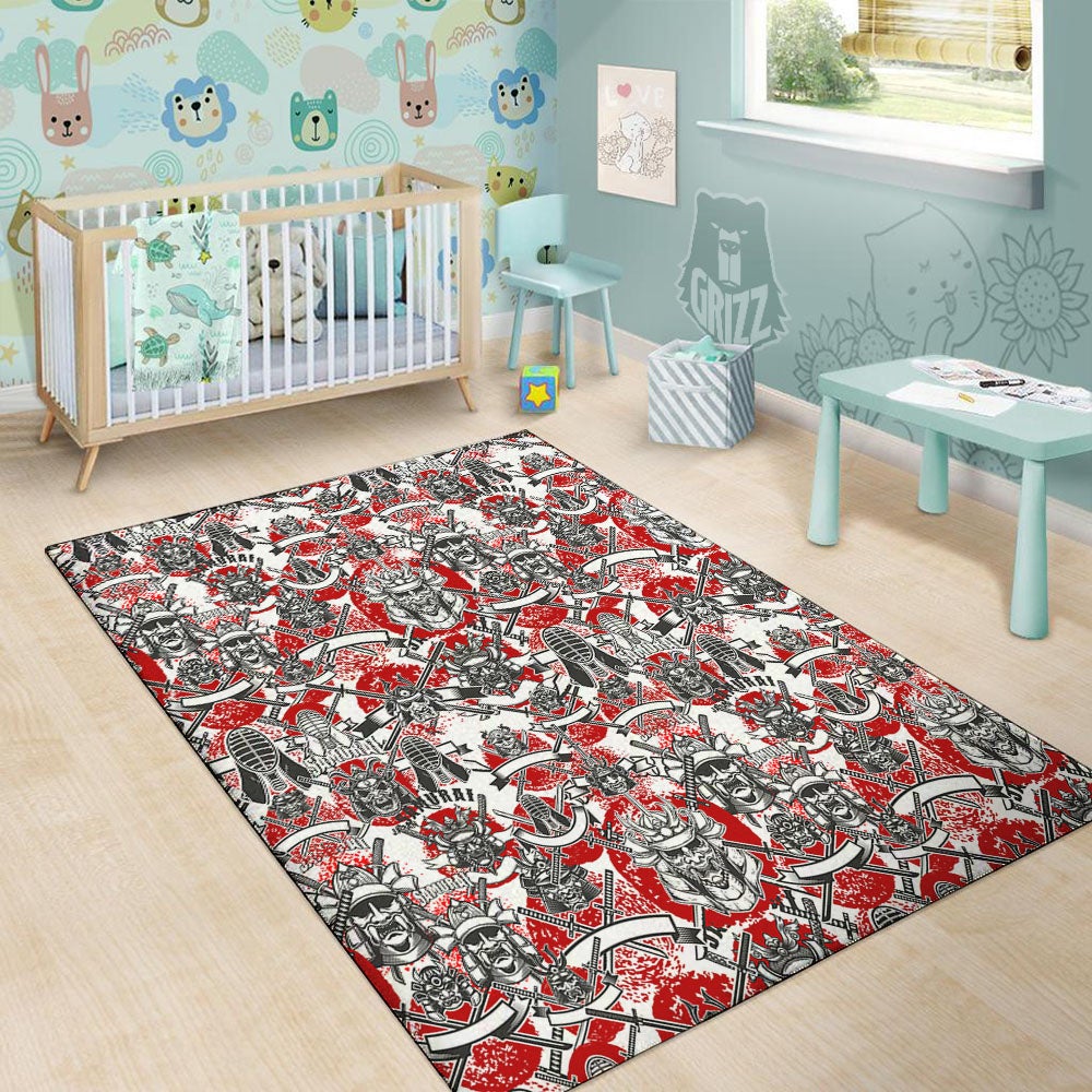 Samurai Japanese Print Pattern Floor Mat-grizzshop