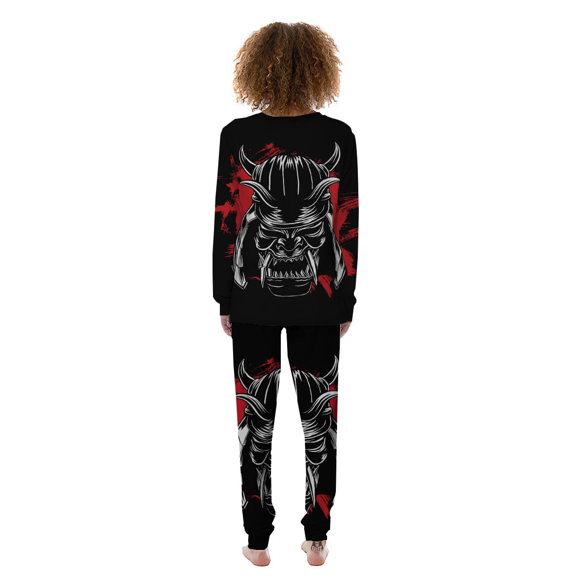 Samurai Mask Old Japanese Print Women's Pajamas-grizzshop