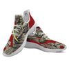 Samurai Red Moon Print White Athletic Shoes-grizzshop