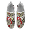 Samurai Red Moon Print White Athletic Shoes-grizzshop