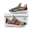 Samurai Red Moon Print White Athletic Shoes-grizzshop