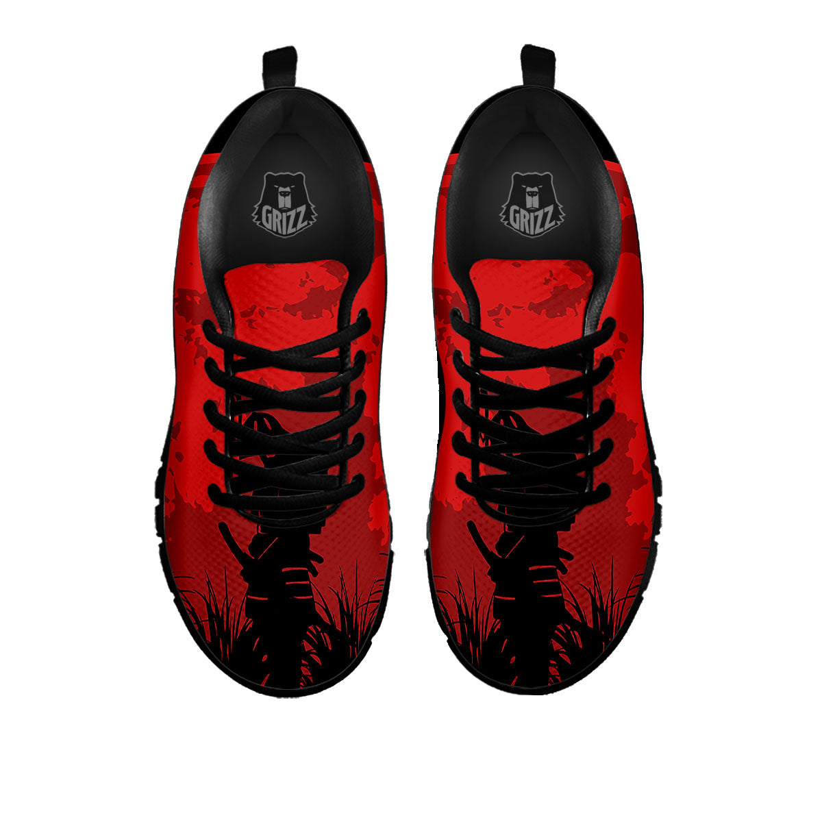 Samurai Red Sun Print Black Sneaker-grizzshop