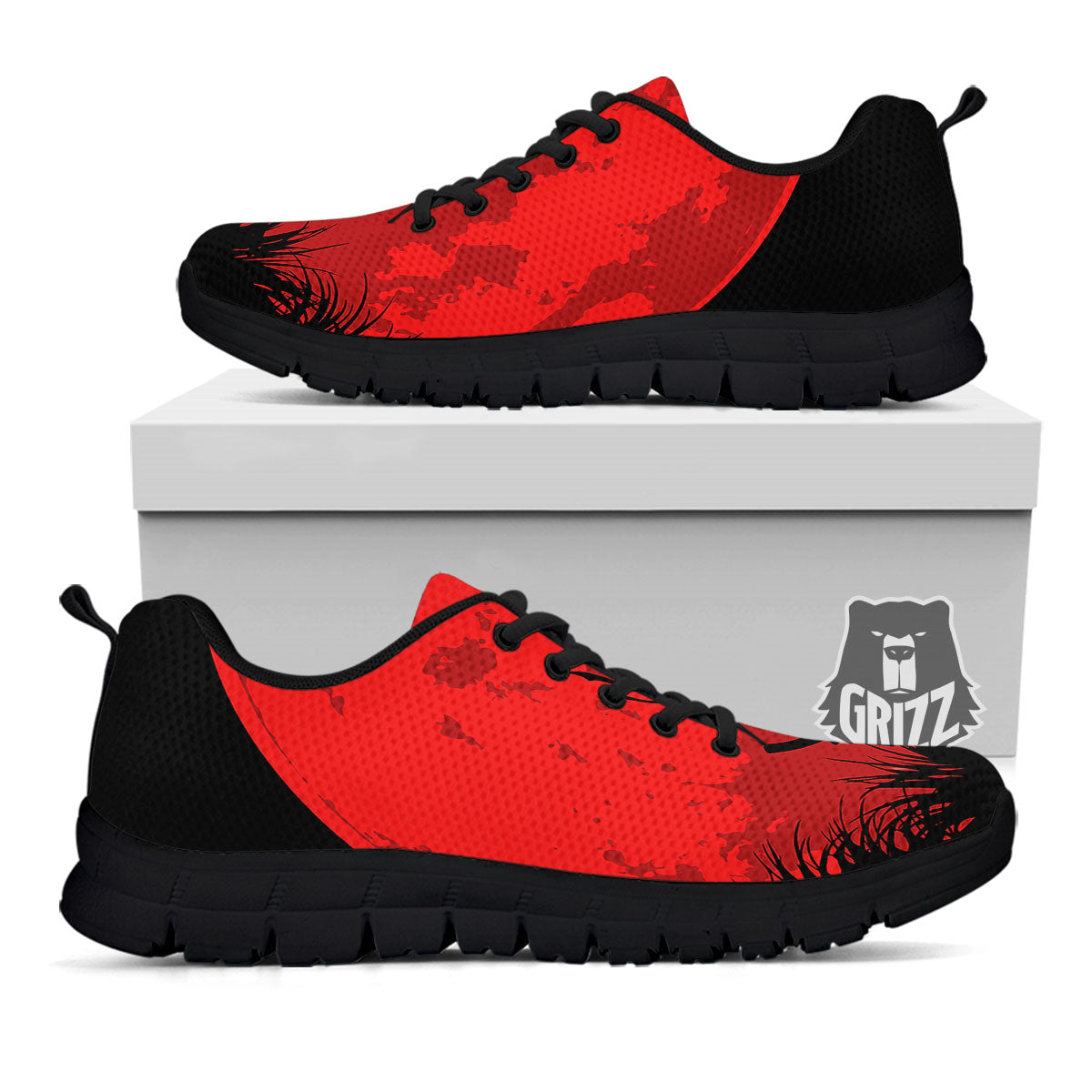 Samurai Red Sun Print Black Sneaker-grizzshop