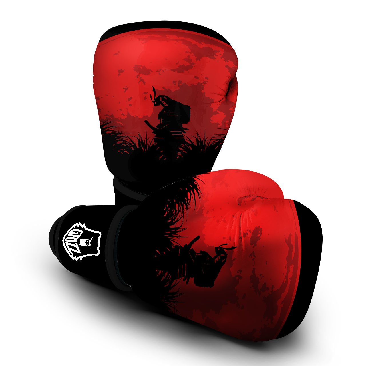 Samurai Red Sun Print Boxing Gloves-grizzshop