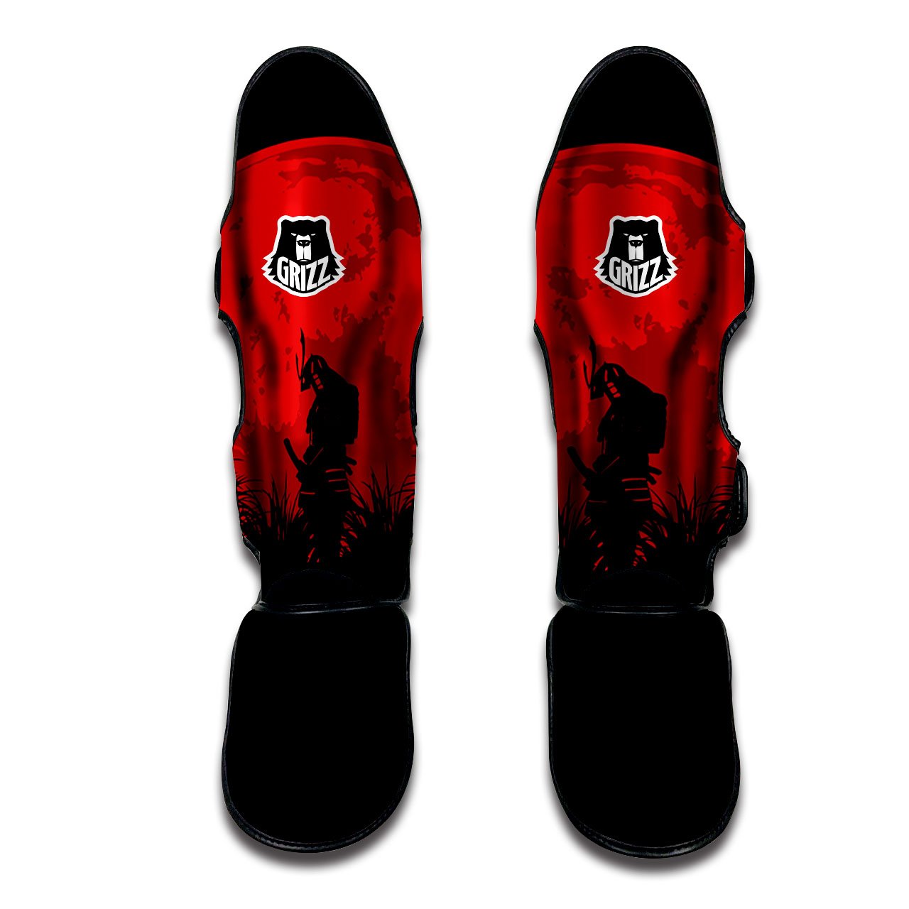 Samurai Red Sun Print Muay Thai Shin Guards-grizzshop