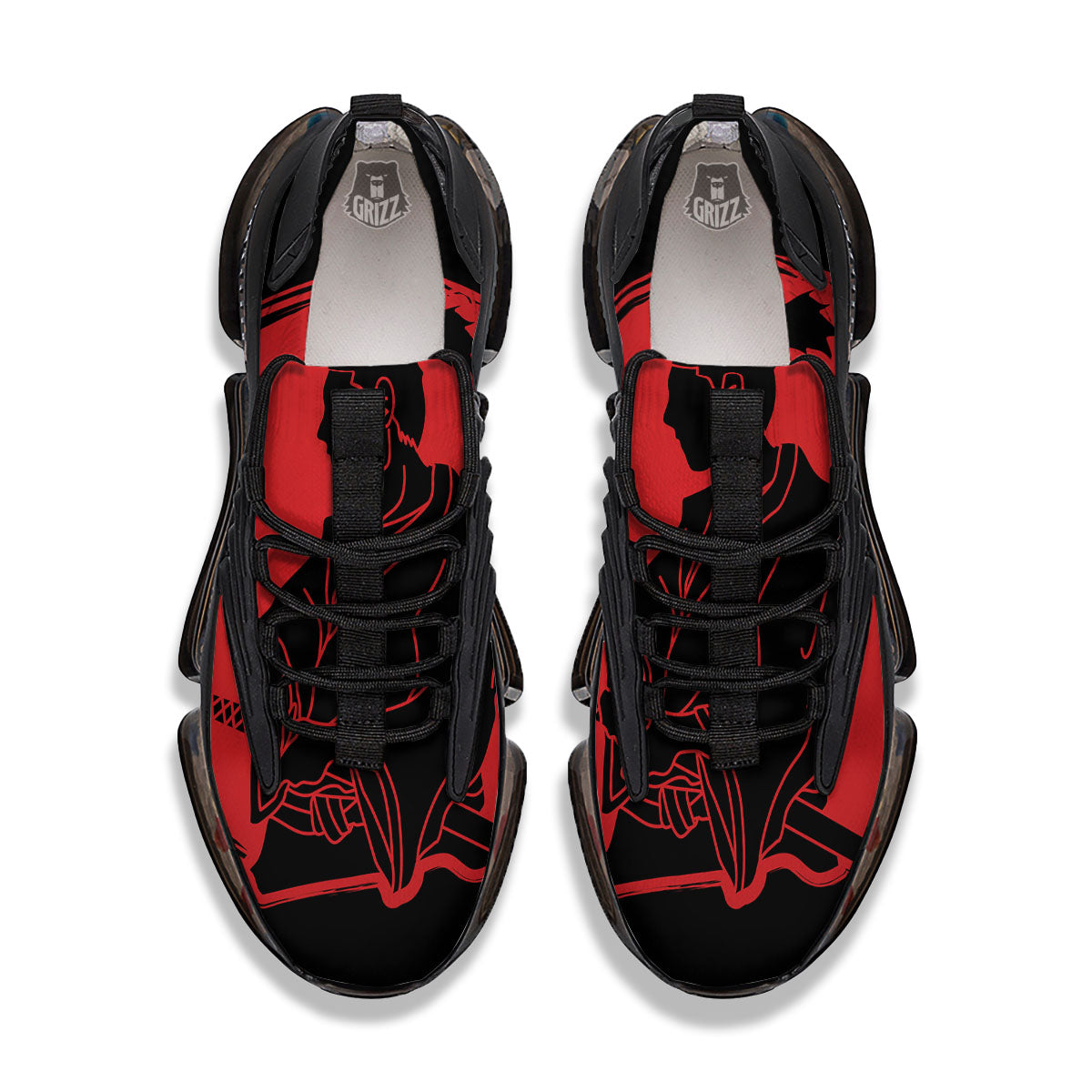 Samurai Red Sunset Print Black Gym Shoes-grizzshop