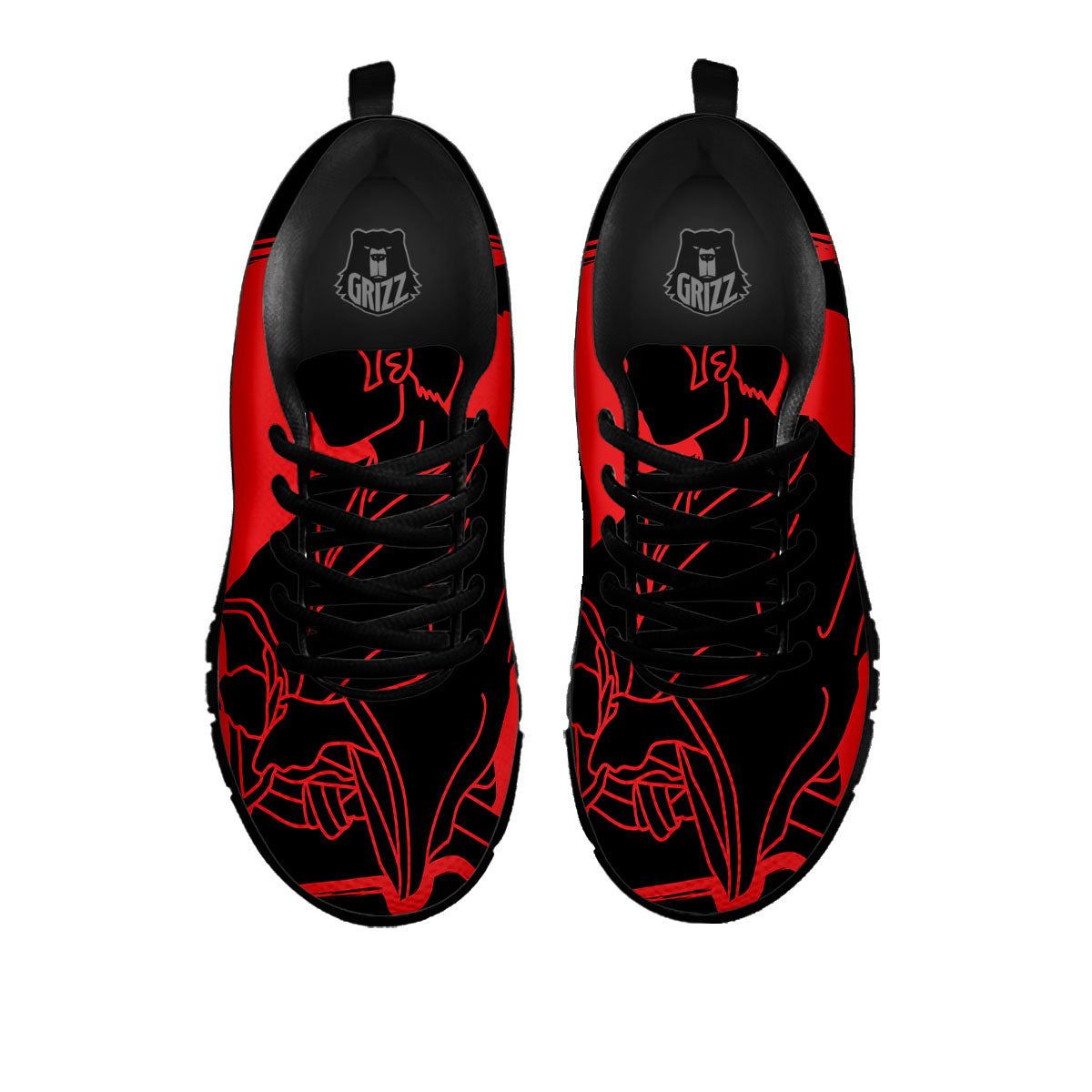 Samurai Red Sunset Print Black Sneaker-grizzshop