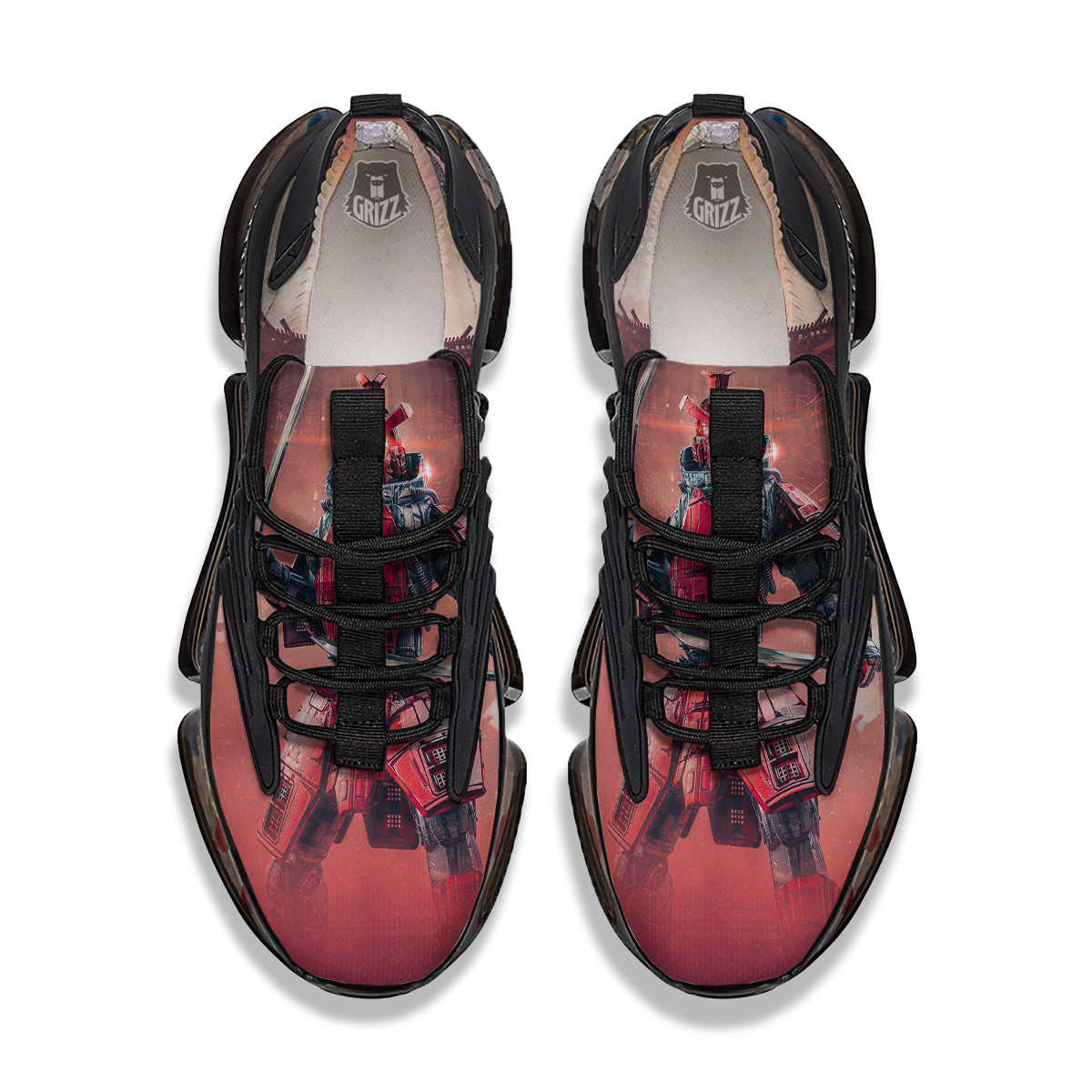 Samurai Robot Print Black Gym Shoes-grizzshop