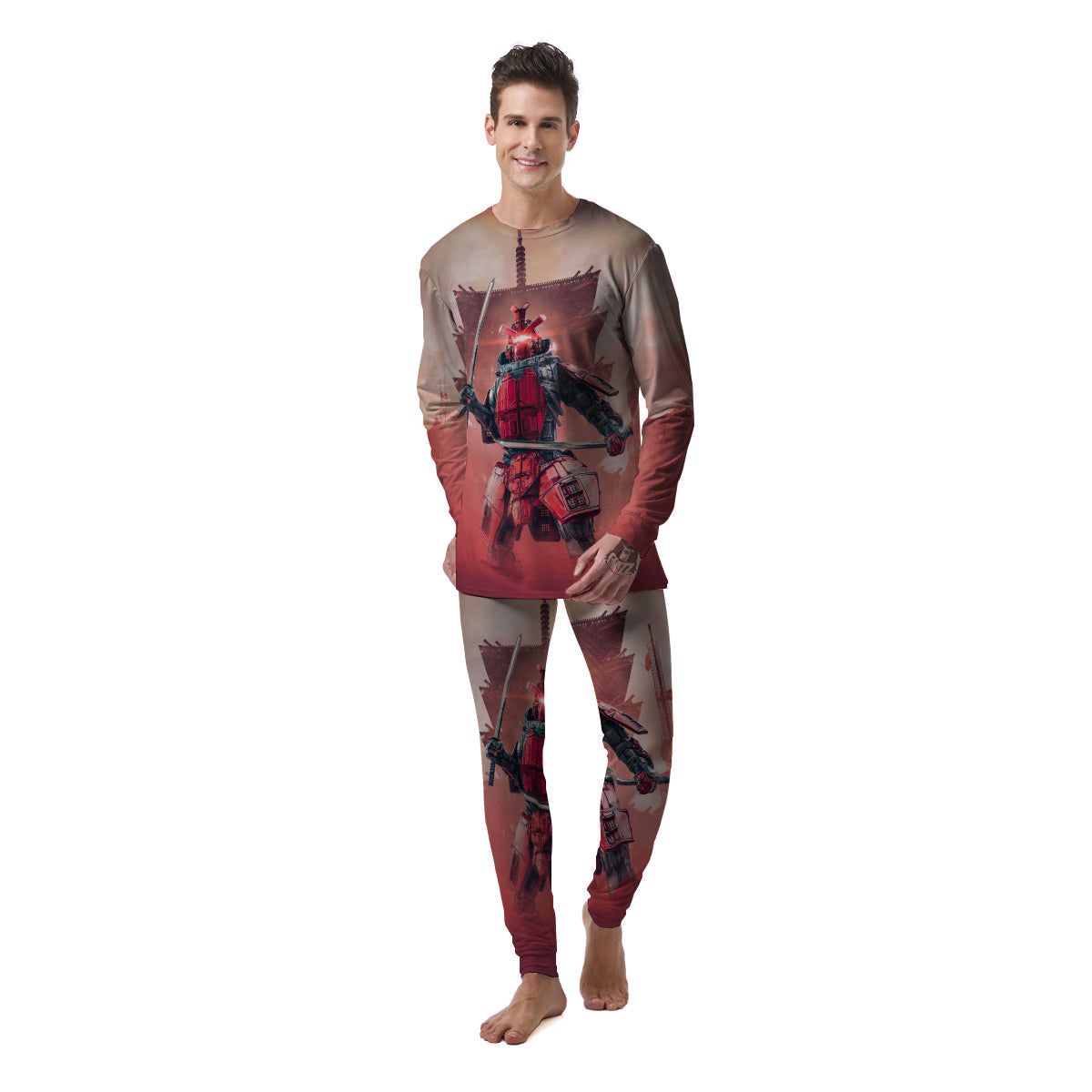 Samurai Robot Print Men's Pajamas-grizzshop