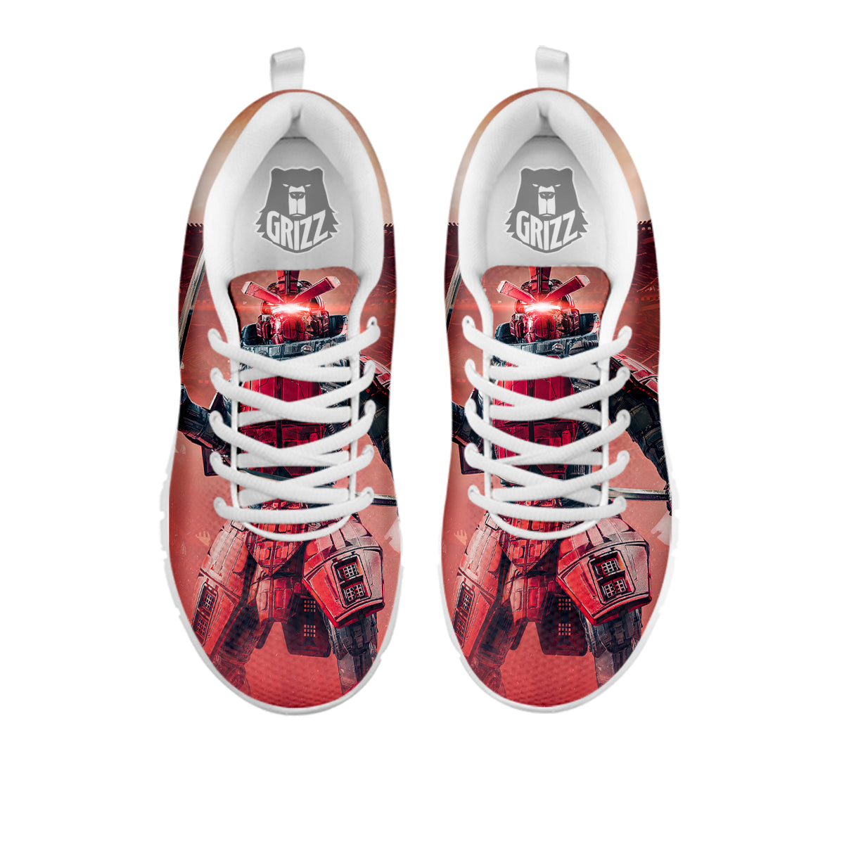 Samurai Robot Print White Sneaker-grizzshop