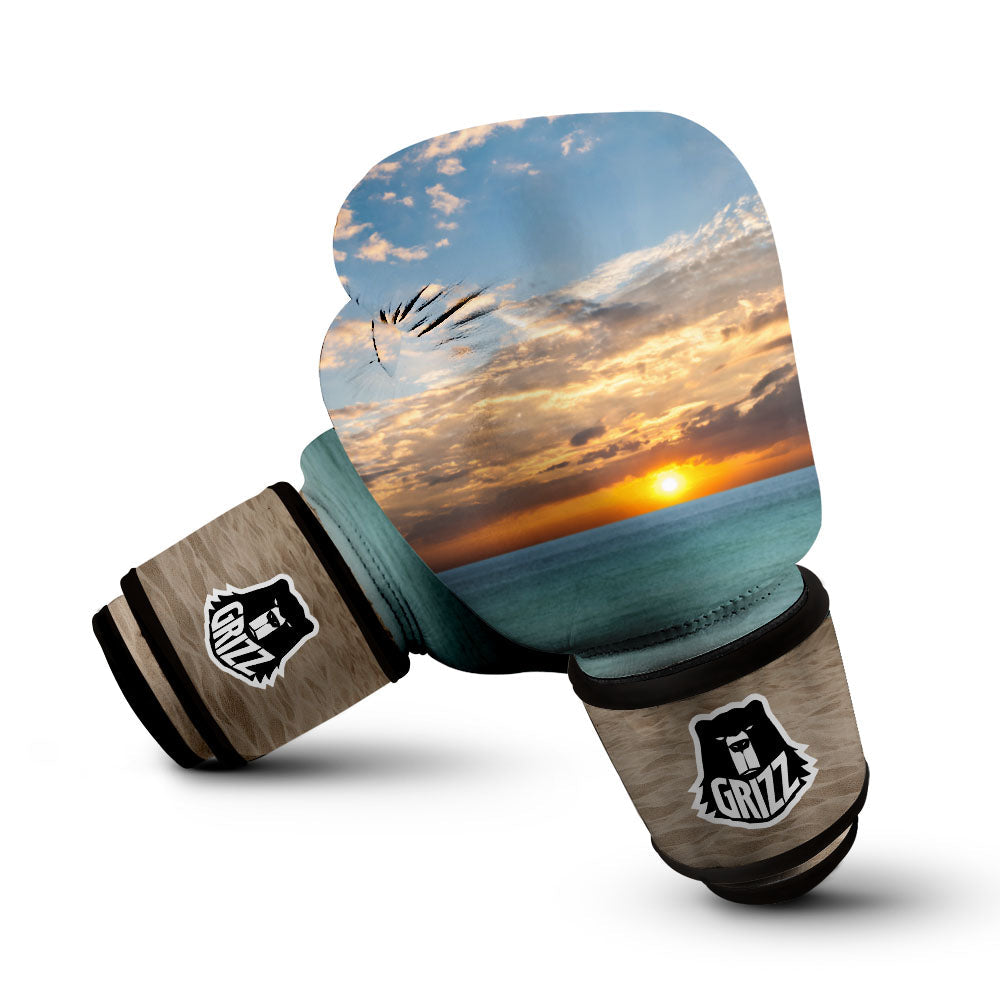 Sand Beach And Sunset Print Boxing Gloves-grizzshop