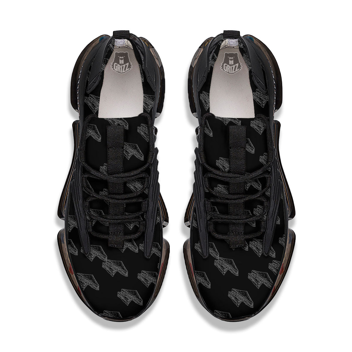 Sandwich Black Doodle Print Pattern Black Gym Shoes-grizzshop