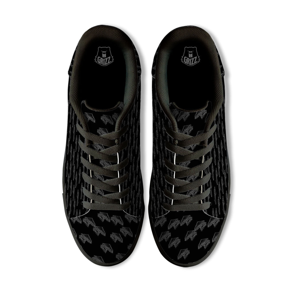 Sandwich Black Doodle Print Pattern Black Low Top Sneakers-grizzshop