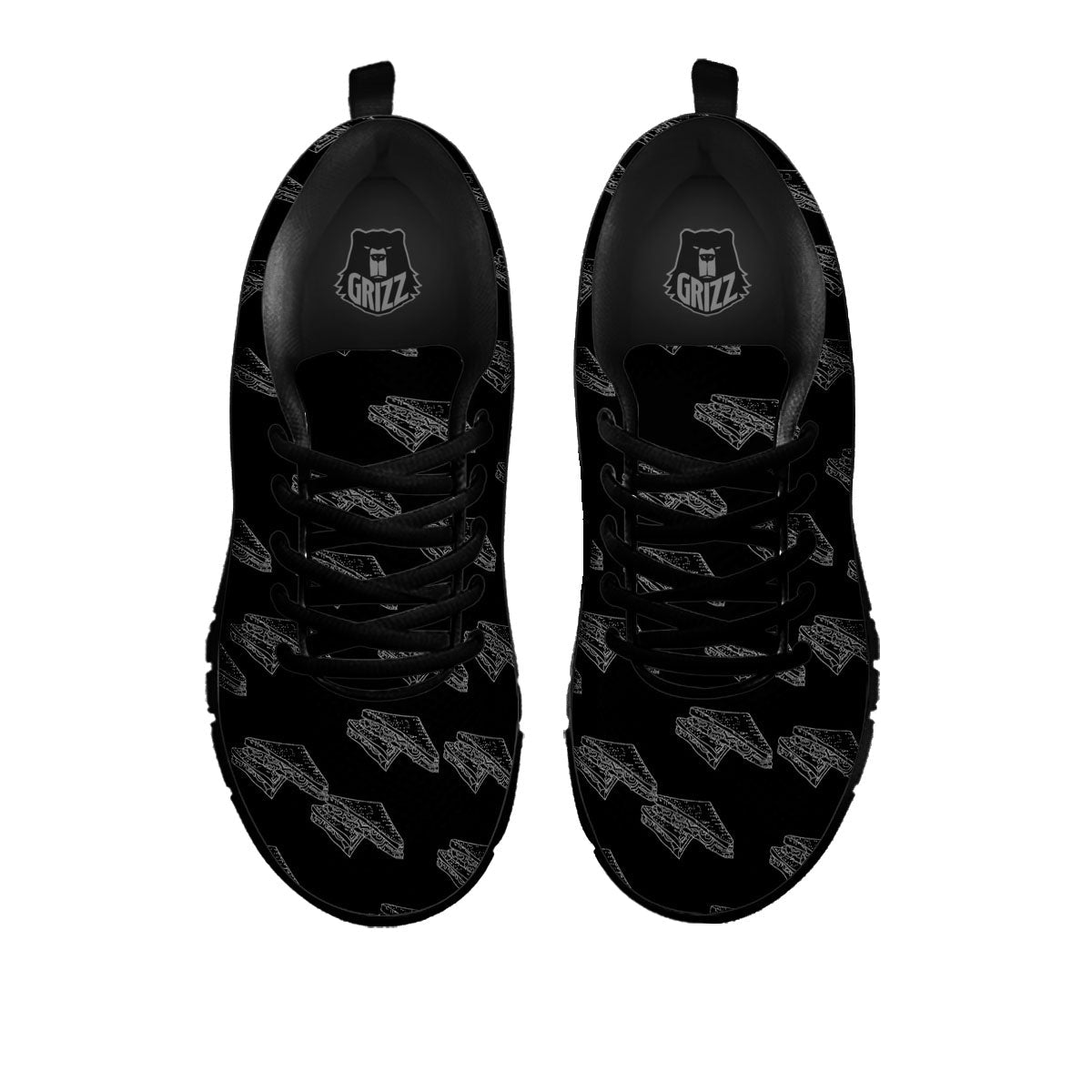Sandwich Black Doodle Print Pattern Black Sneaker-grizzshop